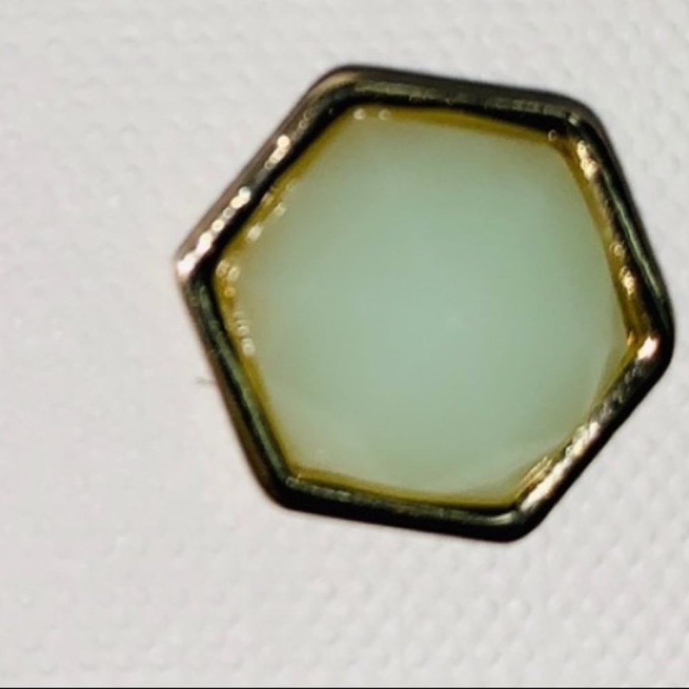 New Trina Turk Jade And Gold Hexagon Earrings - Picture 6 of 8